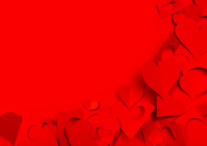 Red Hearts on Red Background for Valentine's Day