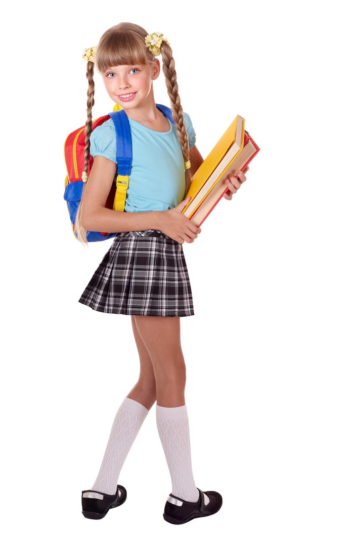 4K Image of Schoolgirl with Backpack and Books