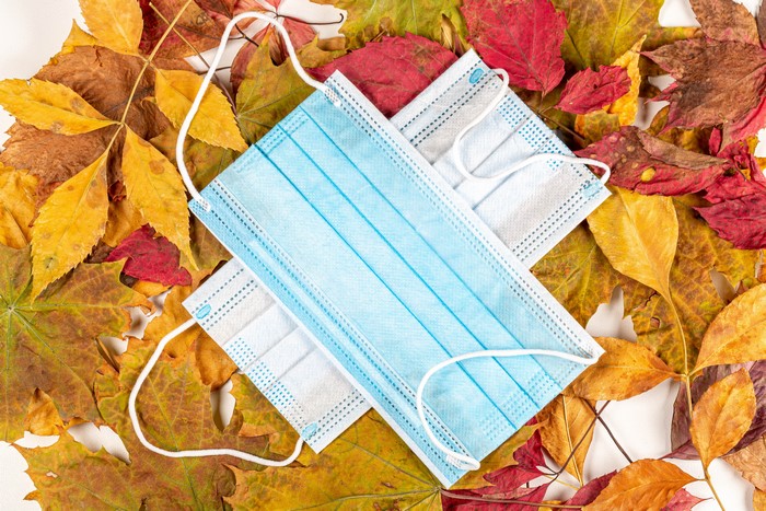 Face Masks on Autumn Leaves