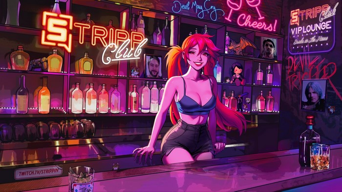 Redhead girl at the Stripp Club bar