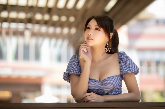 4K Portrait of Asian Woman in Blouse