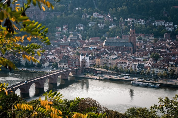 Heidelberg cityscape with river and bridge, Germany