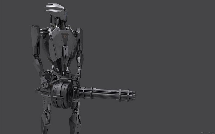 Robot with a minigun by Eduard Pronin
