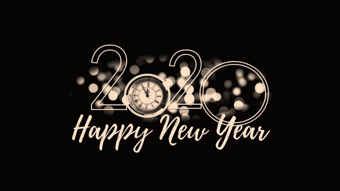 Happy New Year 2020 with Clock