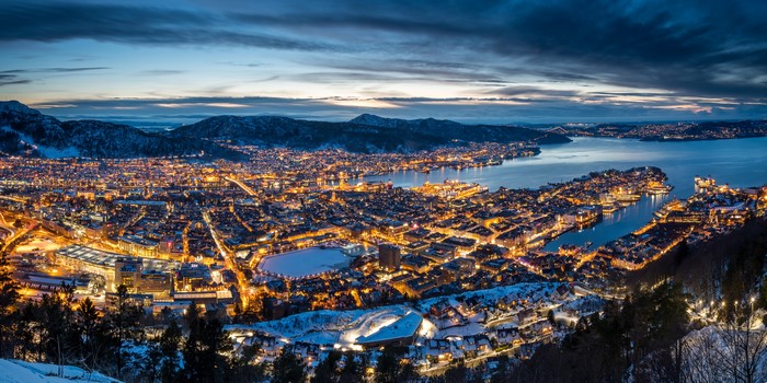 Bergen, Norway Panorama at Dusk