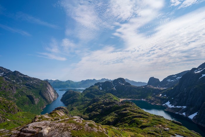 Mountains and Fjord in Lofoten, Norway