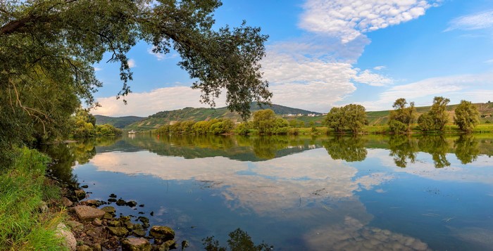 Mosel River in Germany with reflection