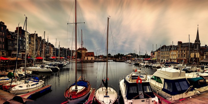 4K Honfleur France Marinas with Sailing Yachts