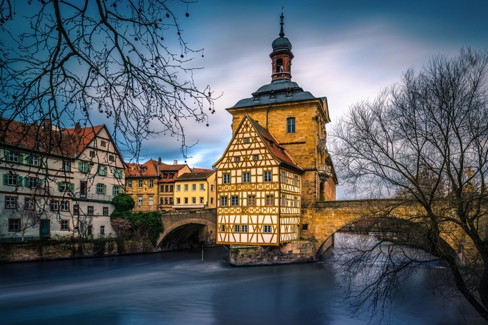 Altes Rathaus on Regnitz River in Bamberg, Germany