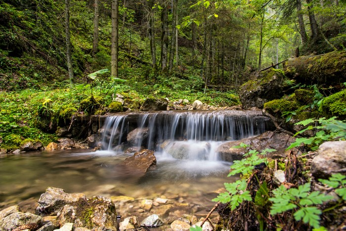 Waterfall in a forest near Spisska Nova Ves, Slovakia
