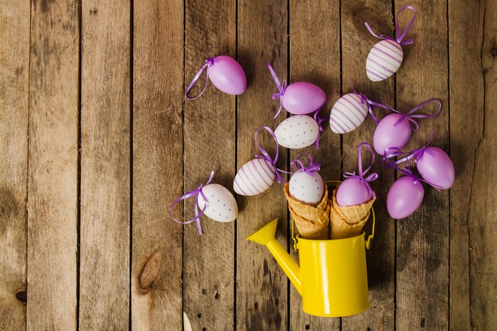 Easter Eggs on Wood Planks