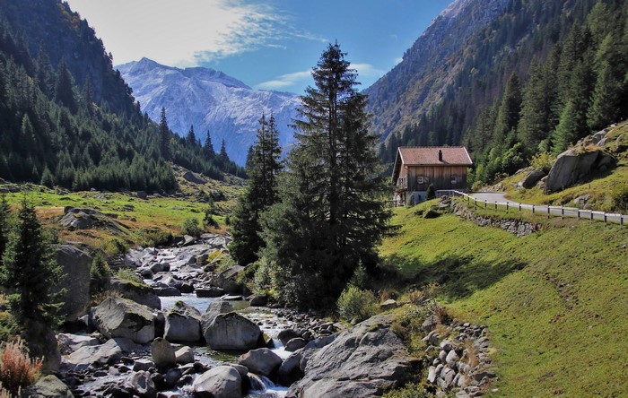 4K Switzerland Alps Mountains Stream Stones