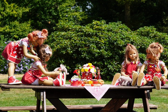 Dolls Having Picnic in Grugapark Essen Germany