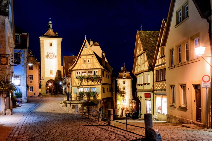Rothenburg Germany Houses at Night with Lanterns