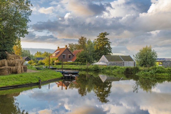 Houses and canal in Woerden, Netherlands