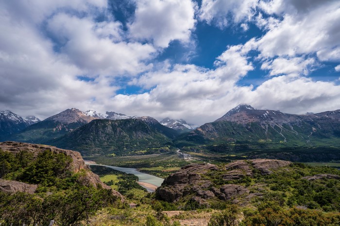 Mountains and River in Aysen, Chile