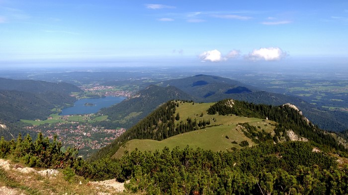 Lake Schliersee and Bavarian Alps from a mountain peak