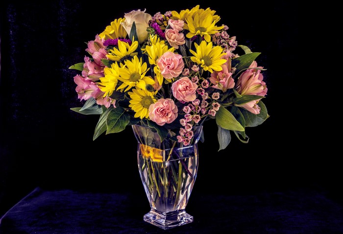 Bouquet of Roses, Chrysanthemums, and Alstroemeria in a vase