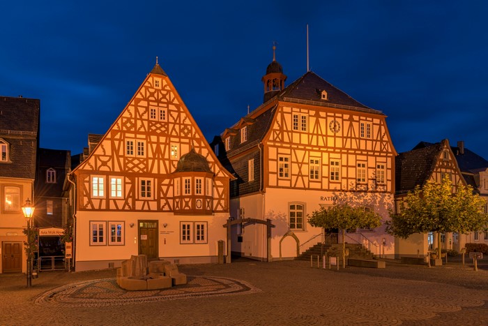 Kirchberg, Germany Town Square at Dusk