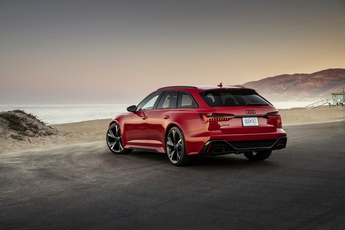 Red Audi RS 6 Avant Estate Car Back View