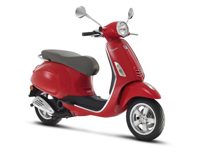Red Vespa Scooter on White Background