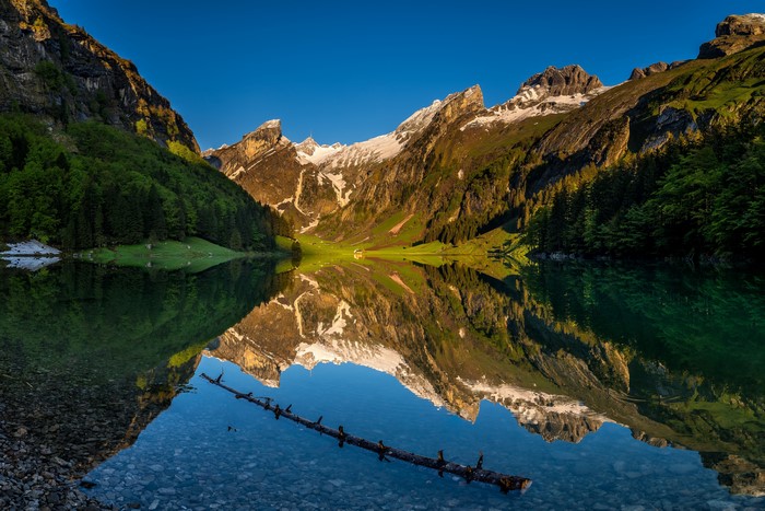 Seealpsee Lake and Mountains in Switzerland