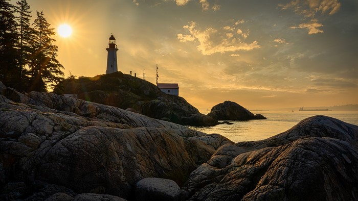 4K Sunset at Point Atkinson Lighthouse Coast Canada