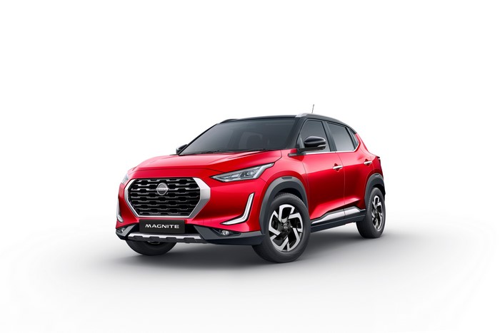 Red Nissan Magnite Crossover Car