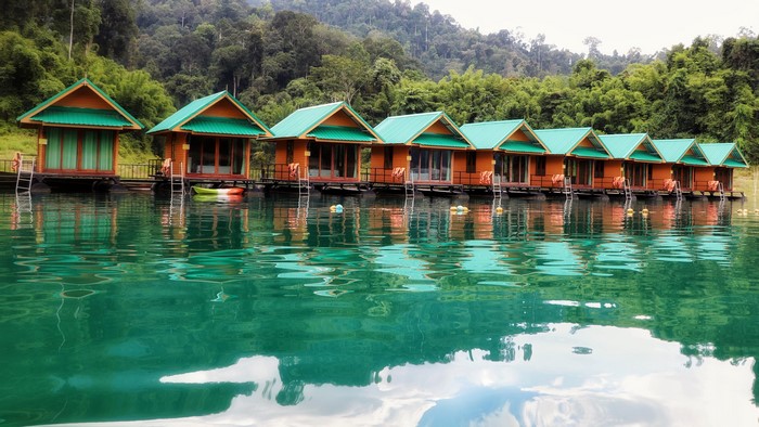 Floating bungalows on Cheow Lan Lake, Khao Sok National Park, Thailand