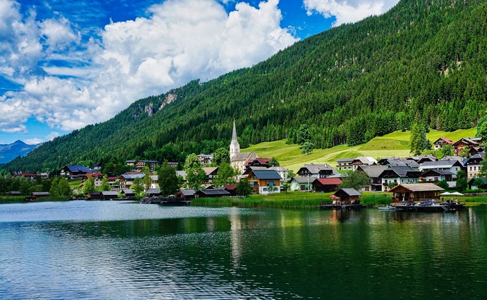 Neusach on Lake Weissensee, Austria