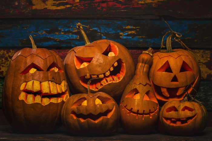 Halloween Pumpkins with Carved Faces