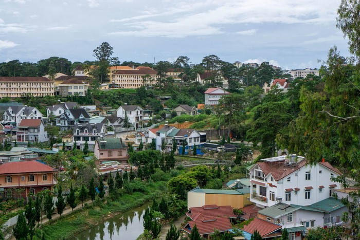 Dalat, Vietnam houses on a hillside