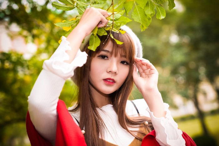 4K Portrait of Asian Woman with Brown Hair