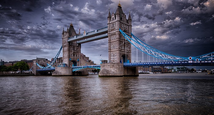 Tower Bridge over River Thames in London, England