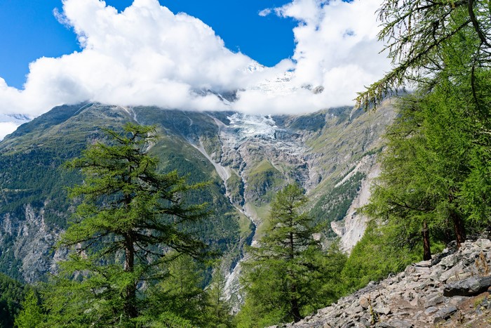 Glacier on a mountain in Randa, Switzerland