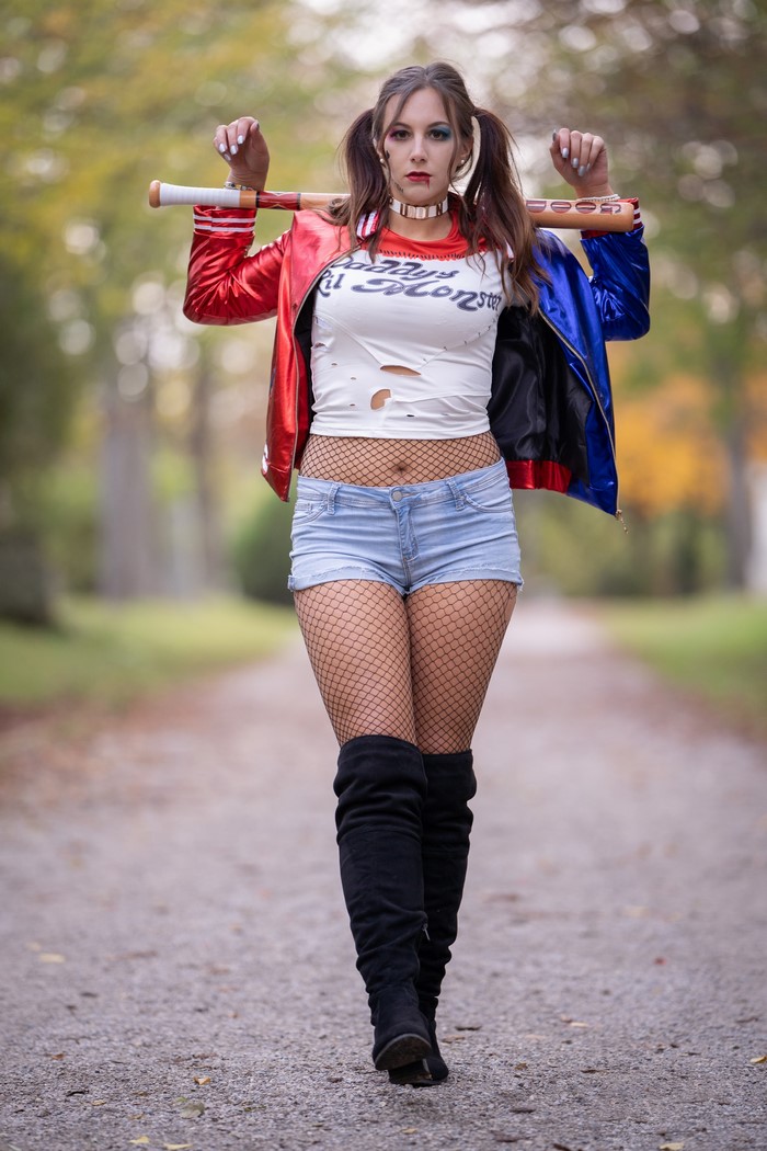 Harley Quinn Cosplayer with Baseball Bat