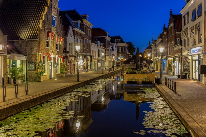 Canal in Maassluis, Netherlands at Night