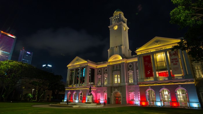 Victoria Memorial Hall Singapore at Night