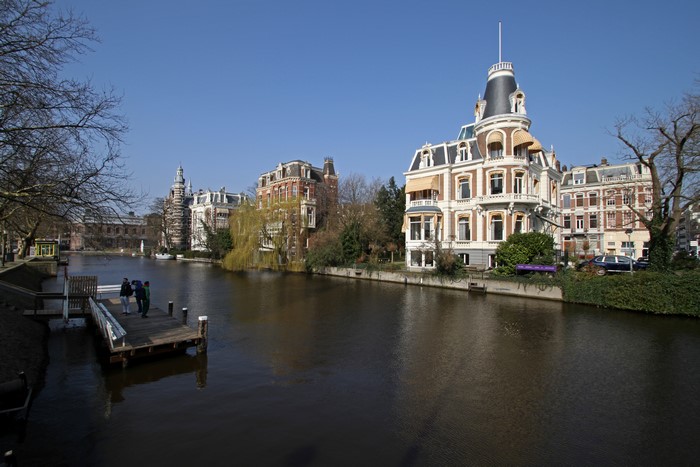 Houses on a canal in Amsterdam, Netherlands