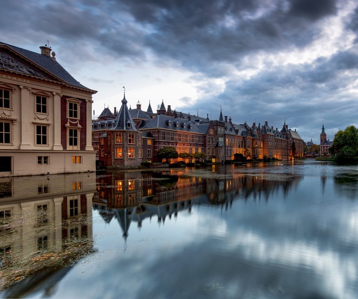 The Hague, Netherlands, Houses of Parliament at dusk