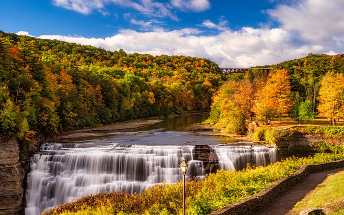 Letchworth State Park Waterfall in Autumn