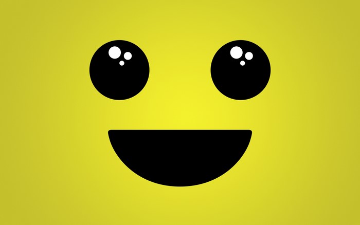Yellow background with a smiley face