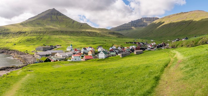 Gjogv, Faroe Islands: Village nestled between green mountains