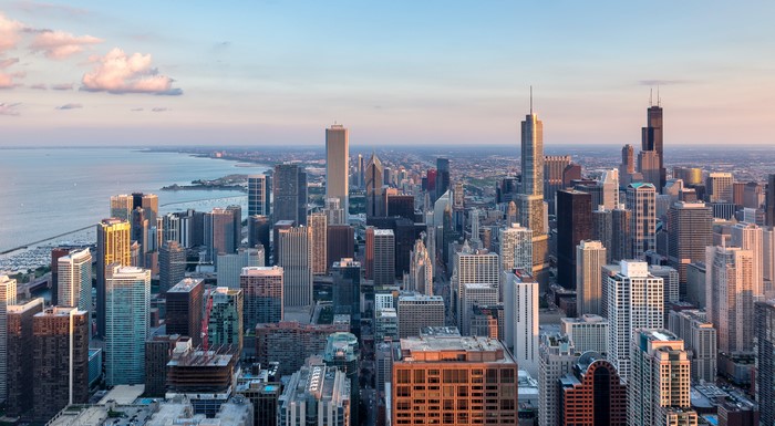 Chicago City Skyline from Above