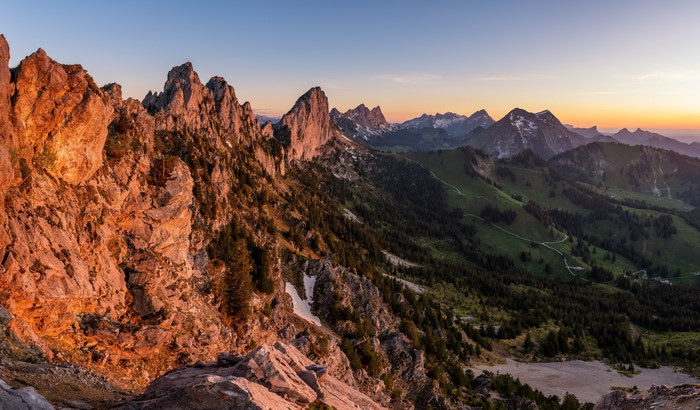 Sunrise over the Alps in Fribourg, Switzerland