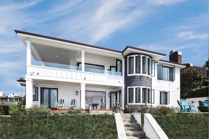 Modern White Mansion with Balcony and Stairs in San Clemente, USA