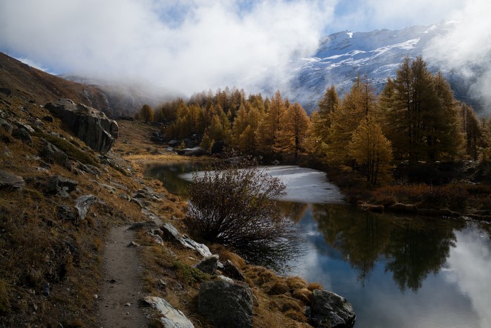 Autumn at Grindjisee Lake in the Swiss Alps