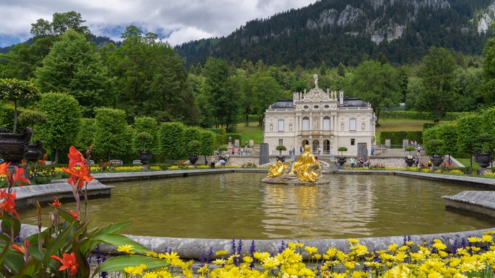 Linderhof Palace and Gardens with Fountain Sculpture
