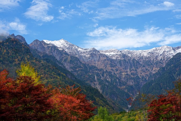 Kasagatake Mountain in Japan with Autumn Foliage
