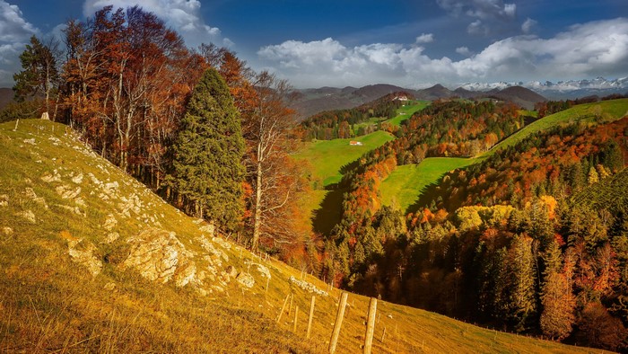 Autumn landscape in Aedermannsdorf, Solothurn, Switzerland